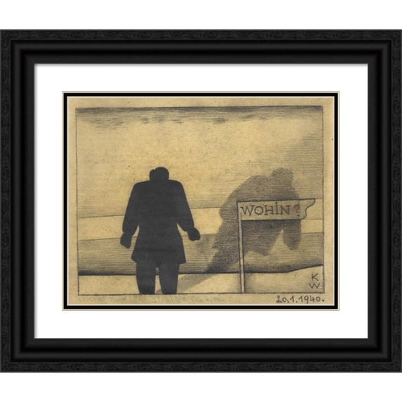Karl Wiener 24x20 Black Ornate Framed Double Matted Museum Art Print Titled: Where to (1940)