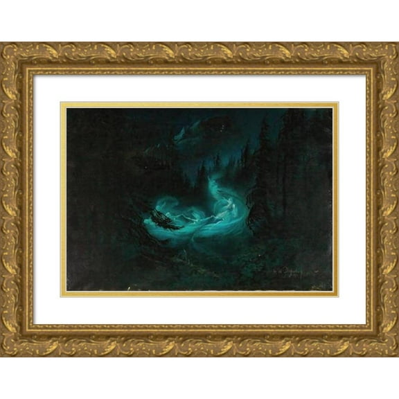 Karl Wilhelm Diefenbach 18x14 Gold Ornate Wood Frame and Double Matted Museum Art Print Titled - The Fairy Dance (1895)