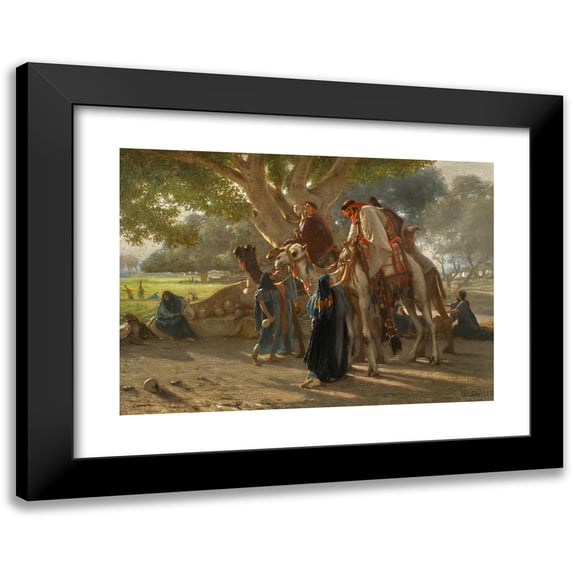 Karl Wilhelm Gentz 24x18 Black Modern Framed Museum Art Print Titled - Halt by the Well (1865)