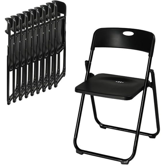 Karl home 10 Pcs Folding Chair, 300LBS Lightweight Foldable Plastic Chair, Reinforced Metal Frame Easy to Fold & Store for Indoor & Outdoor, Wedding, Party, Meeting Room, Patio and Garden, Black