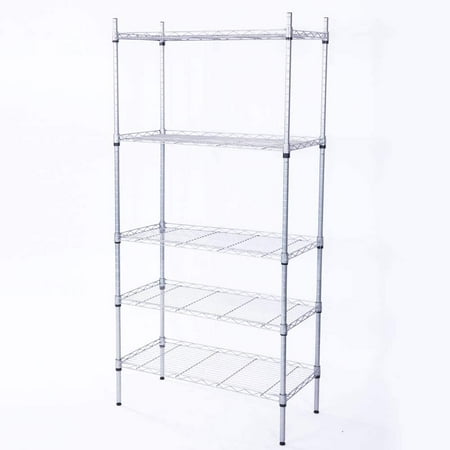 Karl home 5-Tier Adjustable Wire Unit Shelves, Height Metal Storage Rack for Kitchen/Bathroom/Garage, Stainless & Sturdy Frame,551lbs Capacity, 29”L x 13.4”W x 59”H