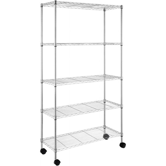 Karl home 5 - Wire Shelving Unit with Wheels, Adjustable Shelves Metal Storage Rack for Kitchen/Bathroom/Garage/Pantry Closet Organization, 1100LBS Capacity, 35’’L x 14’’W x 65’’H