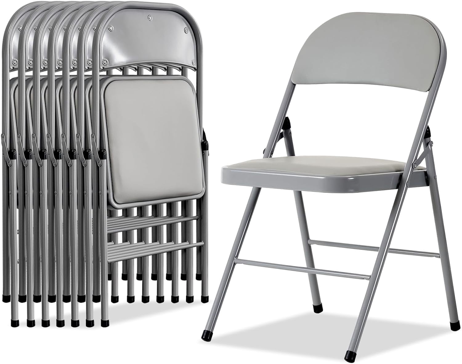 Karl home 8 Pack Grey Folding Chairs with Padded Seats for Outdoor ...
