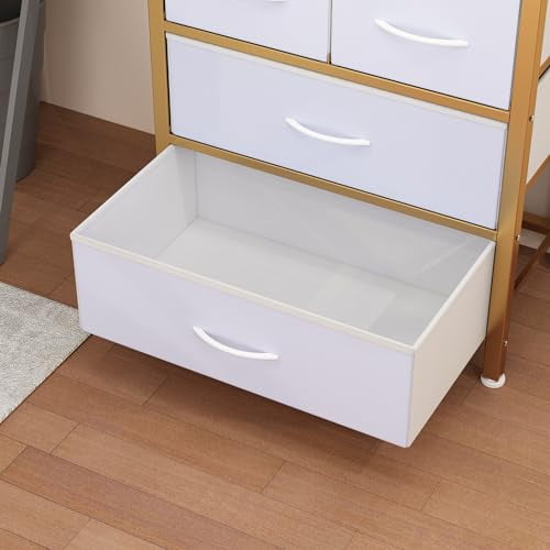 Karl home Bookshelf with Storage, 6-Tier Office Shelves with 3 Fabric Storage Drawers, Wood and Metal Bookshelf with Drawers, Bookcase with Drawers for Living Room, Office, Small S