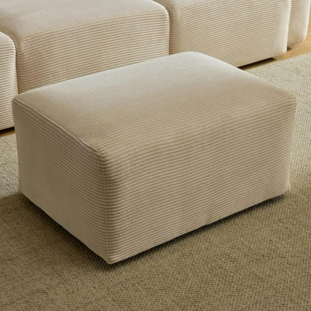 Karl home Modular Ottomen for Sectional Sofa Modern Corduroy  Upholstered Furniture for Living Room, Bedroom, Apartment, Creamy