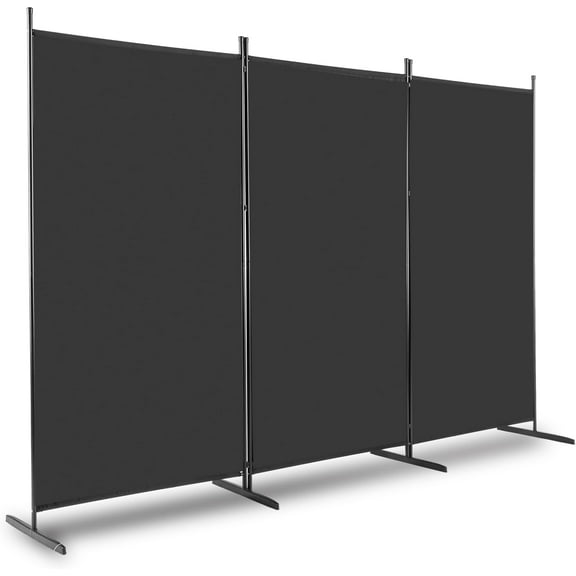 Karl home Room Divider, 3 Panel Folding Partition Privacy Screens, Portable Freestanding Polyester Wall Divider for Office,Room,Restaurant Separation, 102" W X 71" H (Black)