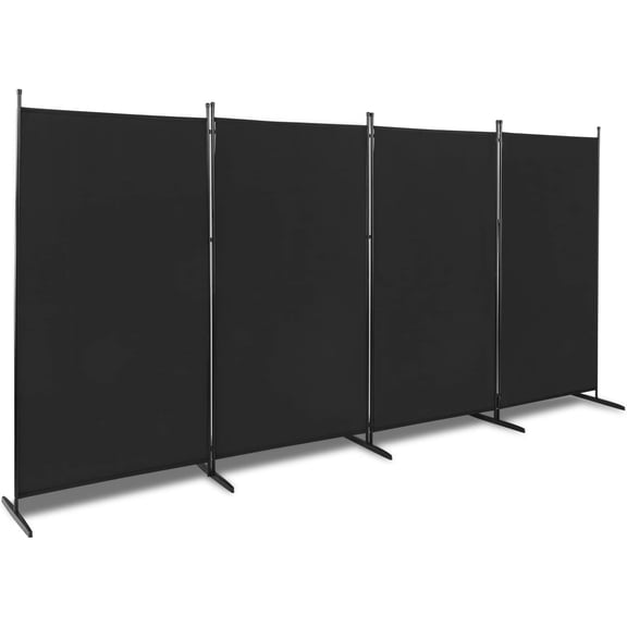 Karl home Room Divider, 4 Panel Folding Partition Privacy Screens, Portable Freestanding Polyester Wall Divider for Office,Room,Restaurant Separation, 137" W X 71" H (Black)