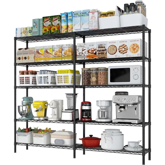 Karl home Storage Shelves 5 Tier Adjustable Garage Storage Shelving, Double Row, Powder Coated Black, Flexible Layer Spacing, for Retail & Exhibition, 70×16×71 inches