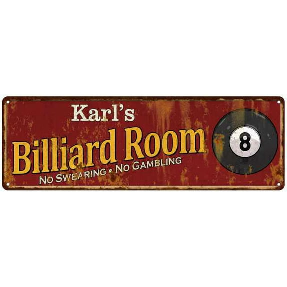 Karl's Billiard Room Red Gift Sign Game Room Pool 6x18 206180008078