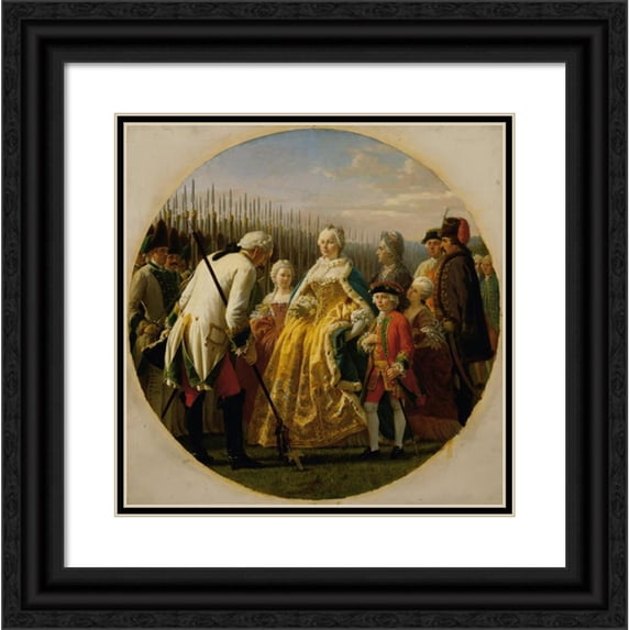 Karl von Blaas 12x12 Black Ornate Wood Framed Double Matted Museum Art Print Titled: The Pattern at Solenau in 1749 (1865)