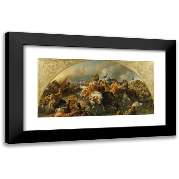 Karl von Blaas 14x9 Black Modern Framed Museum Art Print Titled - The Battle at Zenta 1697 (1863)