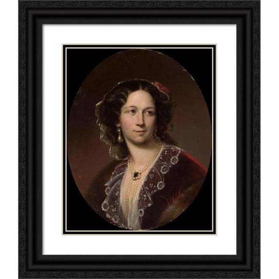 Karl von Blaas 15x18 Black Ornate Wood Framed Double Matted Museum Art Print Titled - Portrait of Aleksandra Potocka Nee Potocka (1818-1892) (1840-1850)