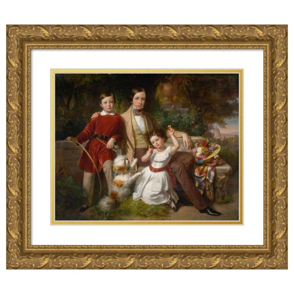 Karl von Blaas 24x20 Gold Ornate Framed and Double Matted Museum Art Print Titled - The Prince of Valmontone&nbsp;With the Donna Gwendalina Doria Pamphili