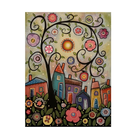 Trademark Fine Art Karla Gerard Collage Tree Village Canvas Wall Art - 24x32