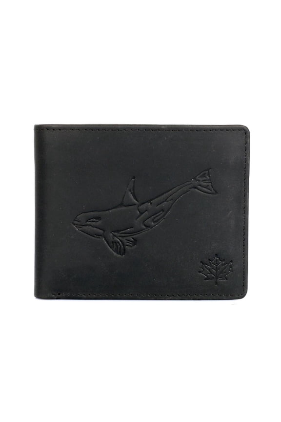 Killer Whale Men's RFID Blocking Leather Wallet Black (71406ORCABLACK)
