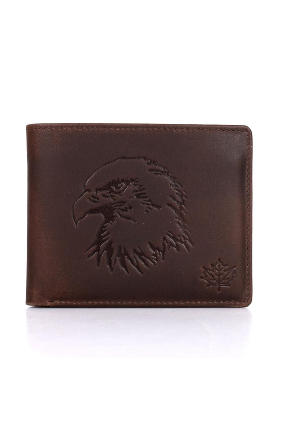 Men's RFID Blocking Leather Wallet with Mountain Eagle