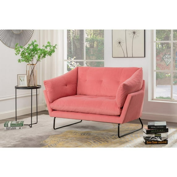 Lilola Home Karla Pink Velvet Contemporary Loveseat