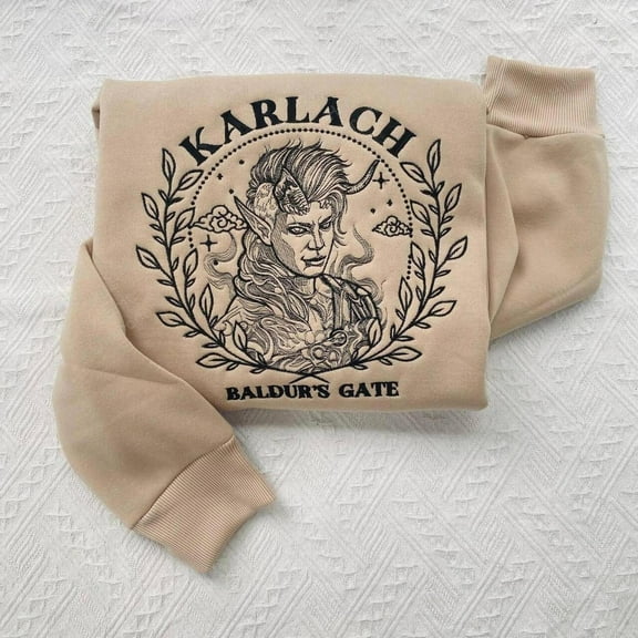 Karlach Embroidered Sweatshirt, Baldur's Gate Embroidered, Embroidered, Unisex Sweatshirt-LINHKHA