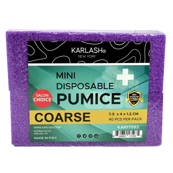Karlash Mini Dispossable Pumice Pad size: 7.5 x 4 x 1.2 cm COARSE 40 PCS/PACK Remove Hard Callused Skin from Hand & Feet