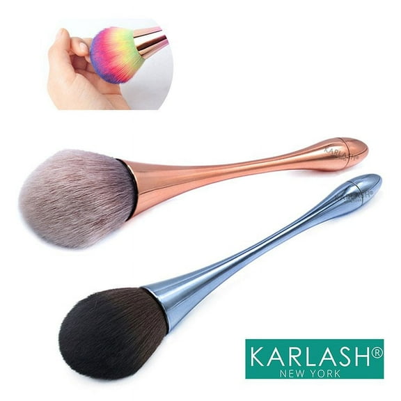 Karlash Nail Dust Remover Brush for Acrylic & UV Gel Nails, Makeup Brush - Rose Pink & Silver Blue
