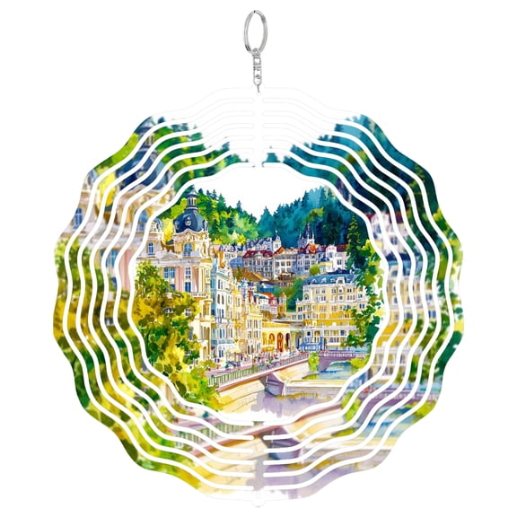 Karlovy Vary Czech Wind Spinner, Kinetic Hanging Outdoor Yard Art