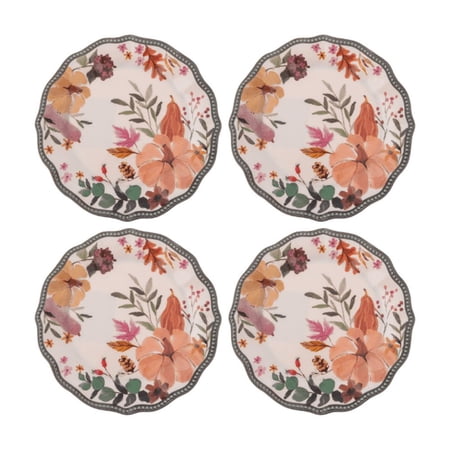 Karma, 8.75 inches Melamine Salad Plates Set of 4, Reusable Dishwasher Safe Plates for Outdoor and Indoor, Autumnal Spice