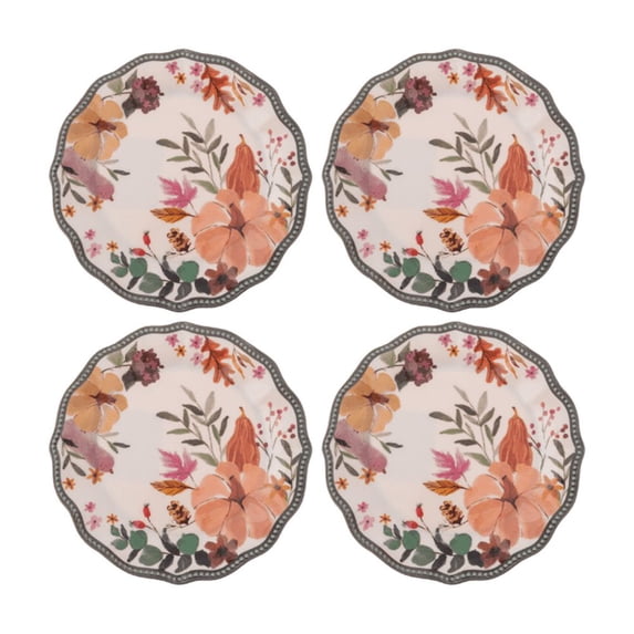 Karma, 8.75 inches Melamine Salad Plates Set of 4, Reusable Dishwasher Safe Plates for Outdoor and Indoor, Autumnal Spice
