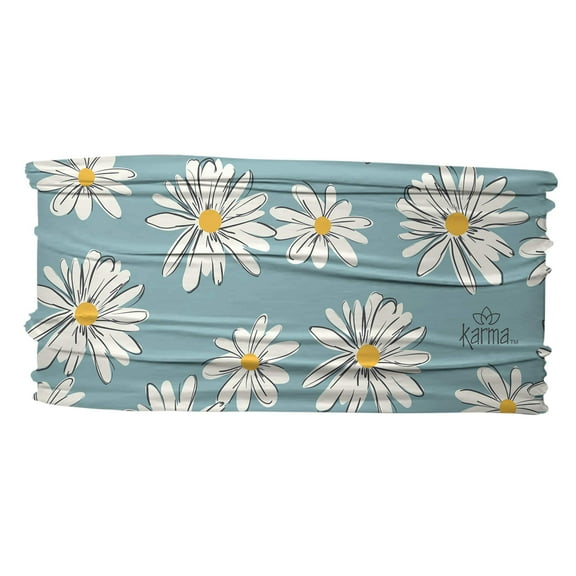 Karma Blue Daisy Headband for Women - Thin - Fabric Headband and Stretchy Hair Scarf - Light Blue