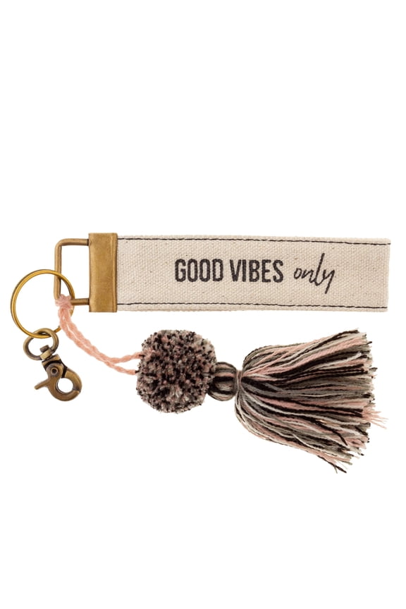 Karma Canvas Tassel Key Chain Good Vibes