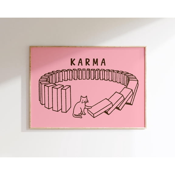 Karma Cat Black Cat Animal Gallery Wall Decor Unframed Paper Print