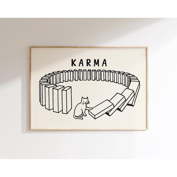 Karma Cat Black Cat Animal Minimalist Portrait Decor Unframed Paper Print
