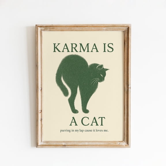 Karma Cat Vintage Illustration Living Room Pet Lover Home Decor Wall Art Unframed Paper Print