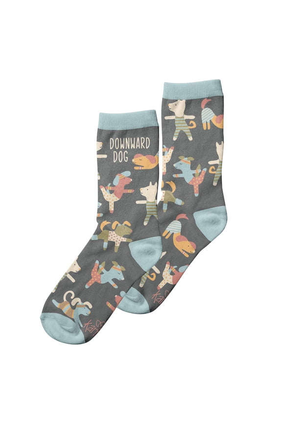 Karma Crew Socks, Cute and Funny Socks for Women, Bright and Colorful Designs, One Size Fits Most, Downward Dog