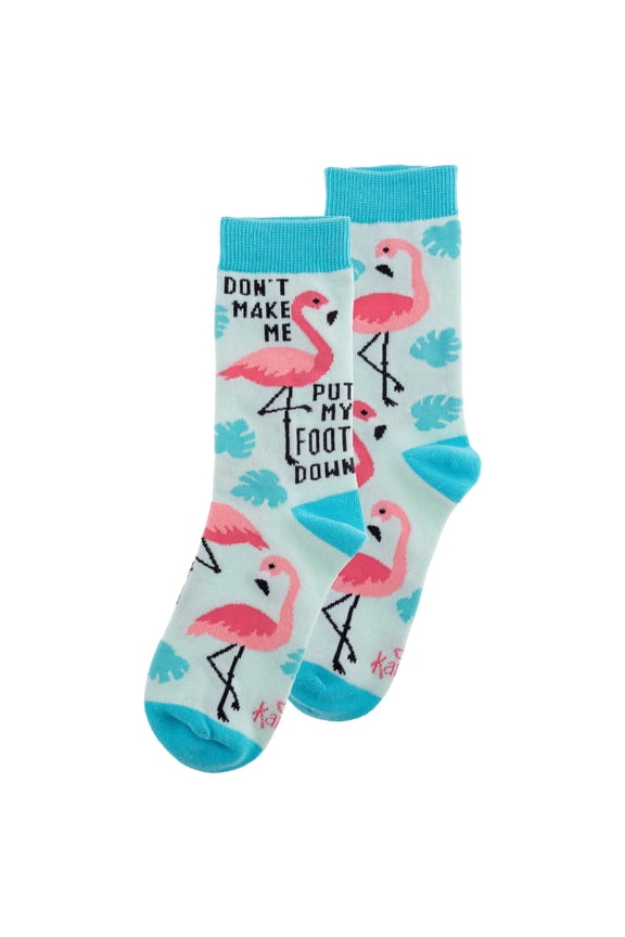 Karma Crew Socks, Cute and Funny Socks for Women, Bright and Colorful Designs, One Size Fits Most, Flamingo