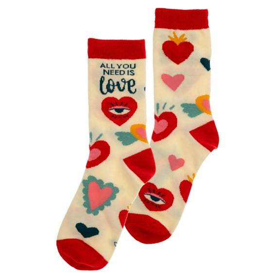 Karma Crew Socks, Cute and Funny Socks for Women, Bright and Colorful Designs, One Size Fits Most, Hearts
