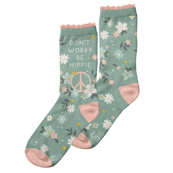 Karma Crew Socks, Cute and Funny Socks for Women, Bright and Colorful Designs, One Size Fits Most, Hippie
