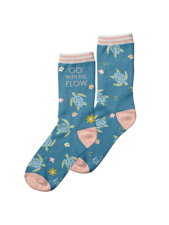 Karma Crew Socks, Cute and Funny Socks for Women, Bright and Colorful Designs, One Size Fits Most, Turtle