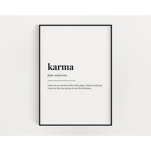 Karma Definition Poster, Quote, Inspirational Office, Bedroom And Gallery Wall Decor