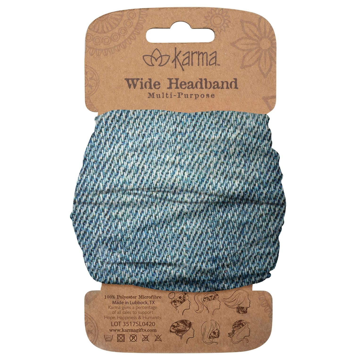 Denim Headband for Women - Wide - Fabric Headband and Stretchy Hair Scarf - Blue