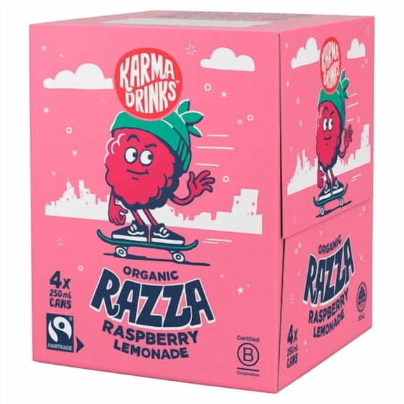 Karma Drinks Razza Raspberry Lemonade 4 x 250ml, British Import (Pack of 2)