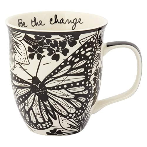 Black and White Ceramic Boho Butterfly Mug