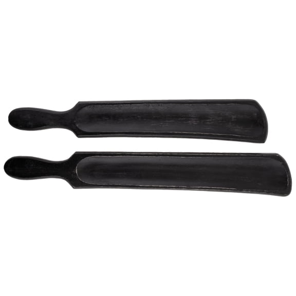 Karma Gifts, Acacian Wood Skinny Appetizer Trays Black, Set of 2, Wood Charcuterie Platter for Wine, Cheese, Meat