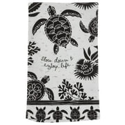 Karma Gifts Black and White Boho Tea Towel, 18" x 22", Sea Turtle