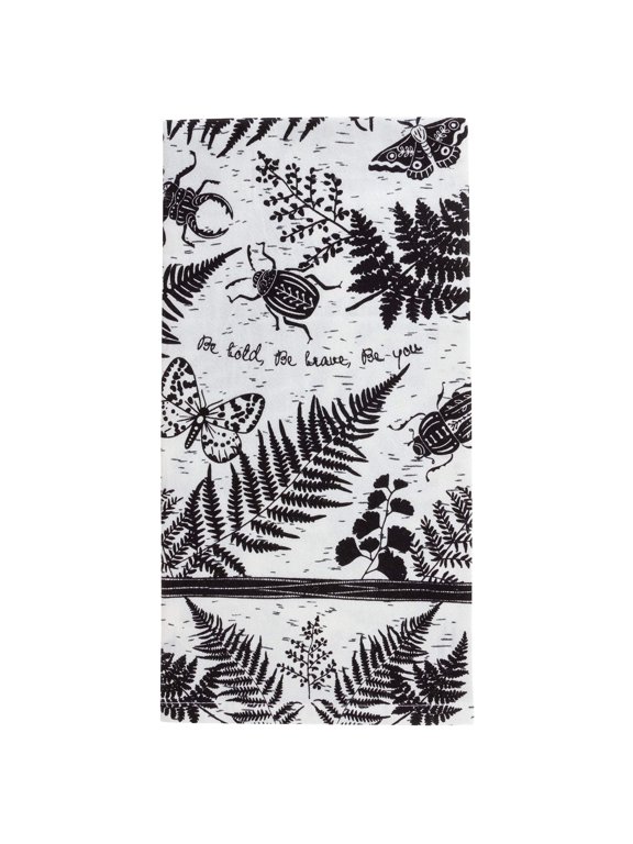 Karma Gifts Black & White Boho Tea Towels – 28" x 20" Kitchen Towels with Beetle Design