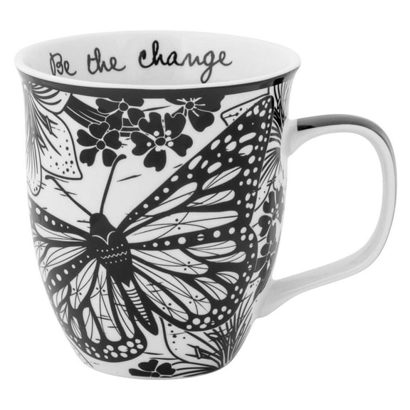 Karma Gifts Boho Black And White Mug, Butterfly