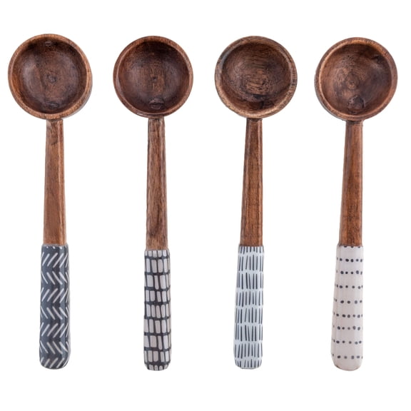 Karma Gifts Enamel Tasting Spoons, One Size, Black & White