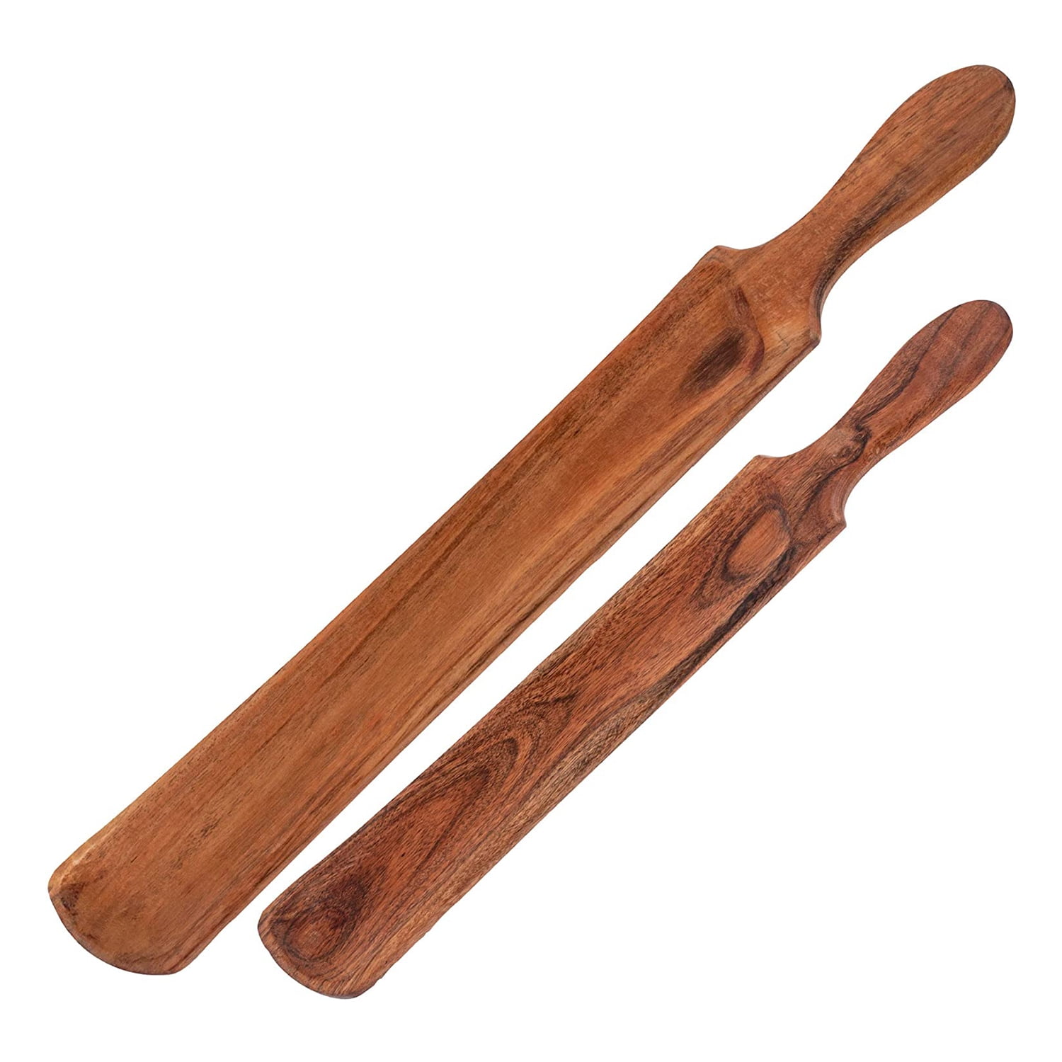 Karma Gifts Food Safe Acacia Wood Skinny Appetizer Tray w/ Handle (Set of 2)