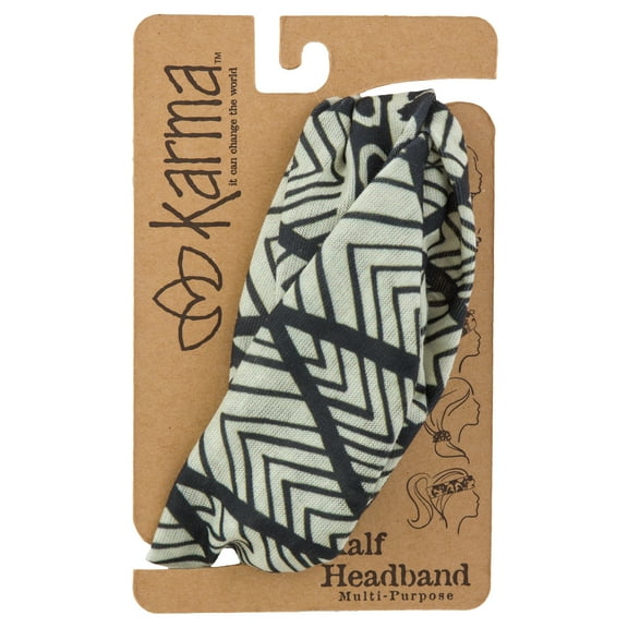 Karma Gifts Half Headband – Black & Cream Stretchy Hair Accessory for Women