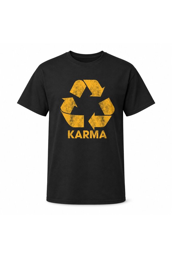Karma Graphic T-Shirt, Funny Positivity Recycle Symbol Tee, Unisex Classic Fit