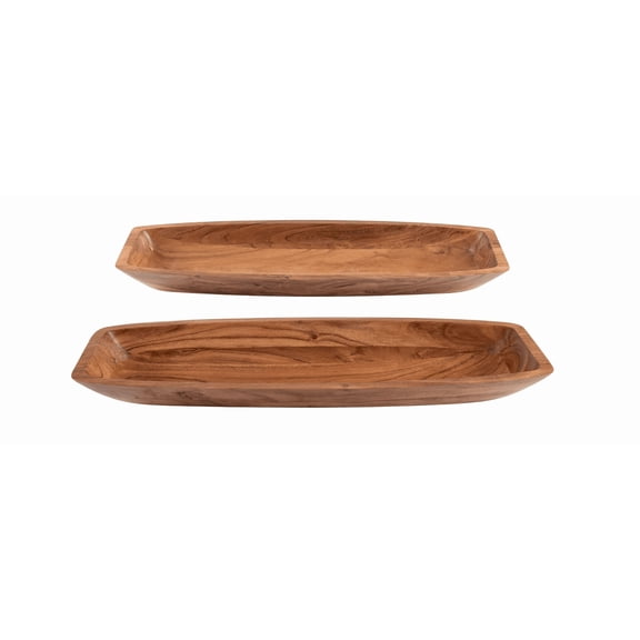 Karma Hand Carved Natural Dough Bowls Rustic Kitchen Decor- Set of 2